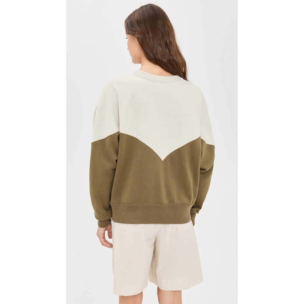 Isabel Marant Etoile Houston Sweatshirt Green Cream Logo Women Sz 44 FR / 12 US - Picture 3 of 10